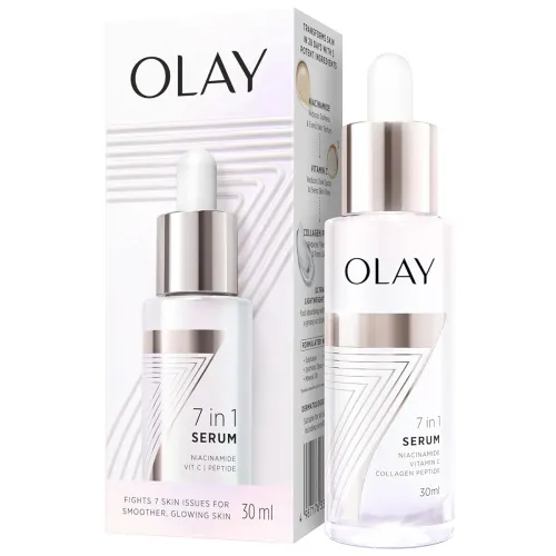 Image of Olay 7in1 Ultra-light Face Serum | Niacinamide, Vitamin C, Collagen Peptides | Fights 7 Issues for Smooth & Glowing Skin