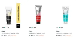 Olay Face Wash And Cleanser starting at ₹89