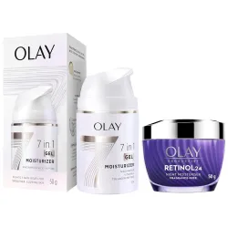 Olay Regenerist Retinol 24 Night Cream, 50g + Olay 7in1 Ultra-light Gel Moisturizer, 50g