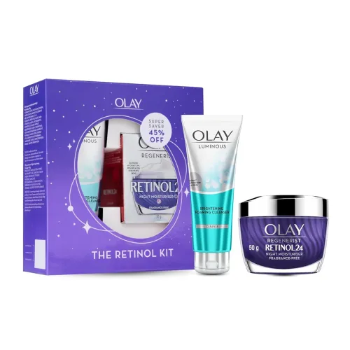 Image of Olay Retinol Night Kit (Cream + Free Cleanser, Pack of 2)