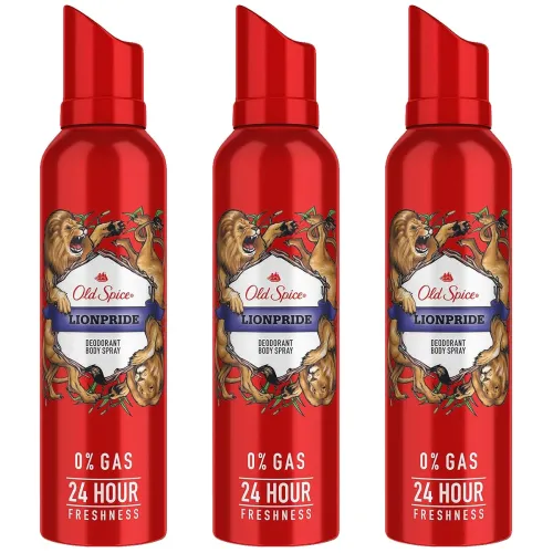 Image of Old Spice Lionpride No Gas Deodorant Body Spray 140ml (Pack of 3)