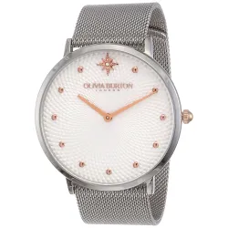 Olivia Burton Ultra Slim Qtz Basic Slim White Round Dial Womens Watch|Stainless Steel Material|Silver Color Band - 2400
