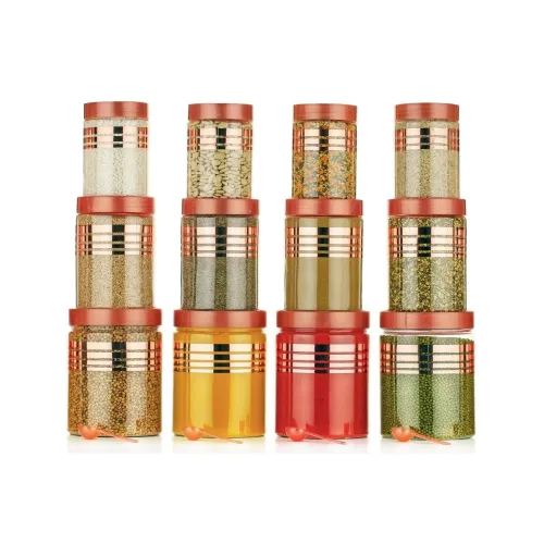 Image of OLMARTT Plastic Pet Container Set with Spoons – 12 Pcs