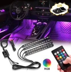 OLMEO Atmosphere Multicolor Car LED Strip Light, 4Pcs