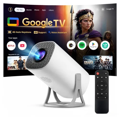 Image of OLV Mini Projector 1080P Native, 4K Support, Android Smart Projector with WiFi & Bluetooth, Netflix/Prime Ready, 180° Ro