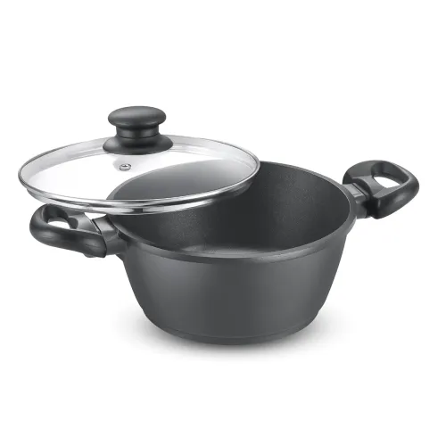 Image of Omega Die-Cast Plus Aluminium Non-Stick Casserole 20 Cm with Glass Lid