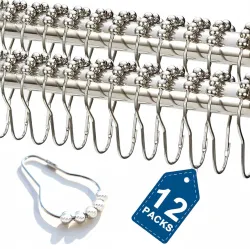 omkar Silver Curtain Hooks Metal (Pack of 12)