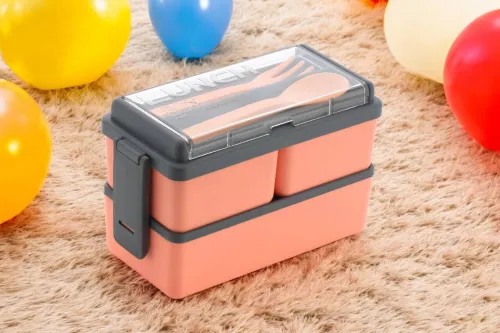 Image of OMORTEX Rectangular Classy Lunch Box with 1 Spoon