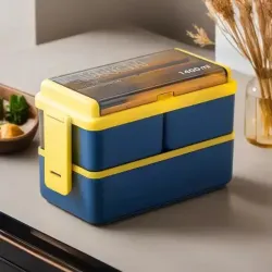 OMORTEX Section Lock Lunch Box For College, School, Office 3 Containers Plastic