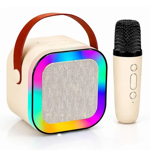 Image of One94Store Portable Bluetooth Speaker 10W with Wireless Karaoke Mic, Bluetooth 5.1, 8H Playtime, 5 Voice Change Effects,