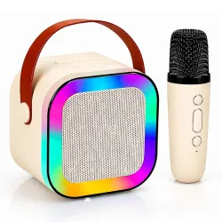One94Store Portable Bluetooth Speaker 10W with Wireless Karaoke Mic, Bluetooth 5.1, 8H Playtime, 5 Voice Change Effects, RGB LED Lights, TF Card Support, Type-C Charging, Mini Wireless Speak...