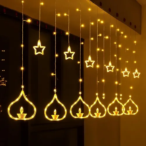 Image of One94Store Deep Diya Curtain Decorative LED String Lights