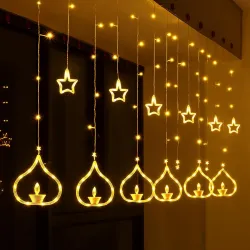 One94Store Deep Diya Curtain Decorative LED String Lights