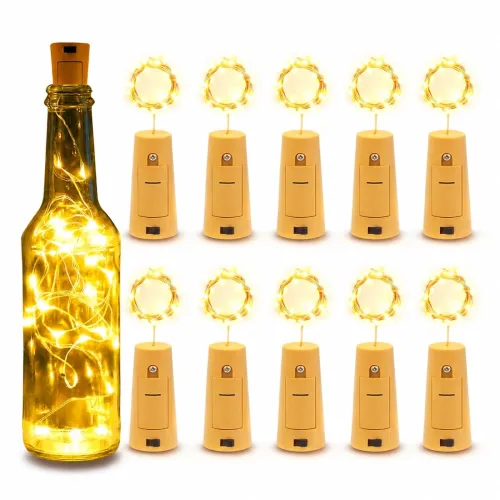 Image of One94Store 20 LED Wine Bottle Cork Copper Wire String Lights, 2m - Pack of 10