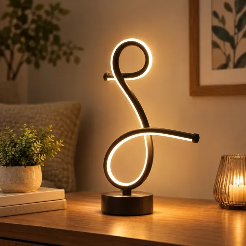 Image of One94Store Loop Curve LED Decorative Table Lamp, Warm Glow