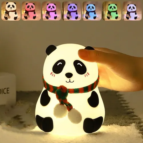 Image of One94Store Rechargeable Silicone Panda Night Light for Kids
