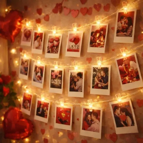 Image of One94Store Romantic Photo Clip String Lights – 14 LED 3 Meter Warm White Fairy Lights for Bedroom, Wall & Picture Décor