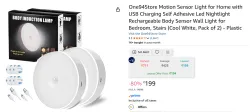One94Store USB Rechargeable Motion Sensor Lights Pack of 2