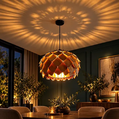Image of One94Store Wooden Pendant Lamp | Premium Handcrafted Hanging Ceiling Light