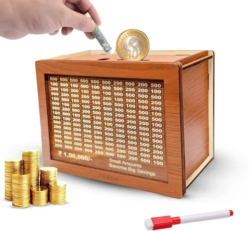 Image of Onlinch Wooden Gullak Money Saving Coin Bank