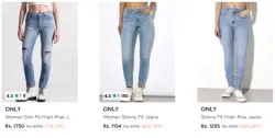 ONLY Womens Jeans @ Up to 71% Discount