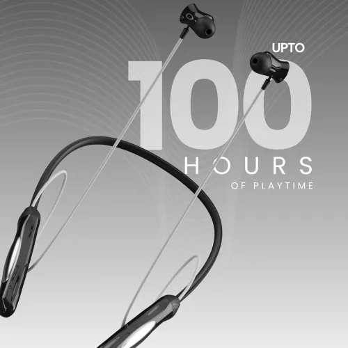 Image of OOGE Tune 25 Wireless Neckband Earphones – Metallic Grey Bluetooth 5.4, 100H Playtime, 13mm Driver, ENC Mic, Type-C Char