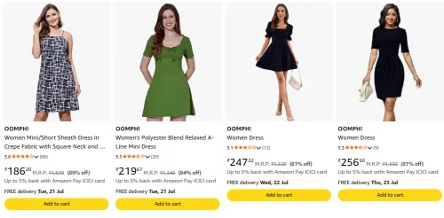 Image of OOMPH! Women's Dresses Starting @ ₹186