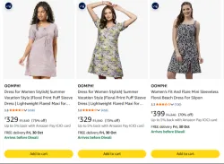 OOMPH! Womens Fit And Flare Mini Sleeveless Floral Beach Dress For Slipon at up
