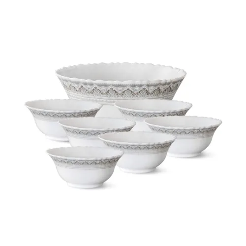 Image of Larah by Borosil Classic Fluted Series Opalware 7 Pcs Pudding Set