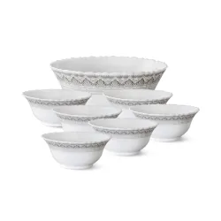 Larah by Borosil Classic Fluted Series Opalware 7 Pcs Pudding Set