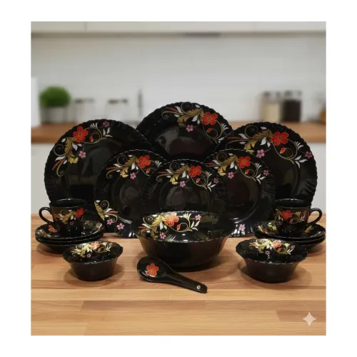 Image of Opalware Divine Black 33-Piece Dinner Set