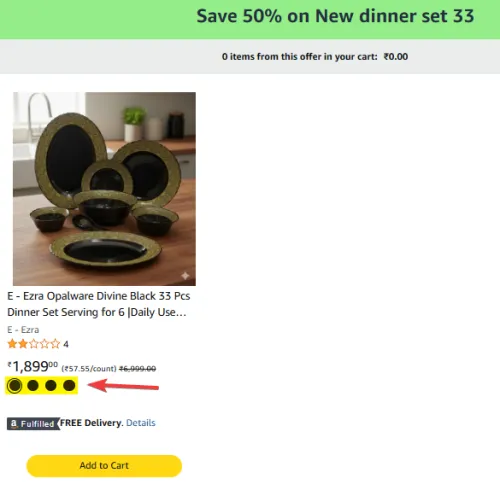 Image of Opalware Divine Black 33 Pcs Dinner Set @ ₹949