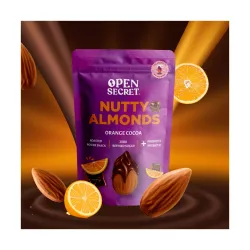 Open Secret Dry fruits and Nuts Hamper - 1 Orange Cocoa Nutty Almonds + Festive Card | Premium Gift with No Refined Suga
