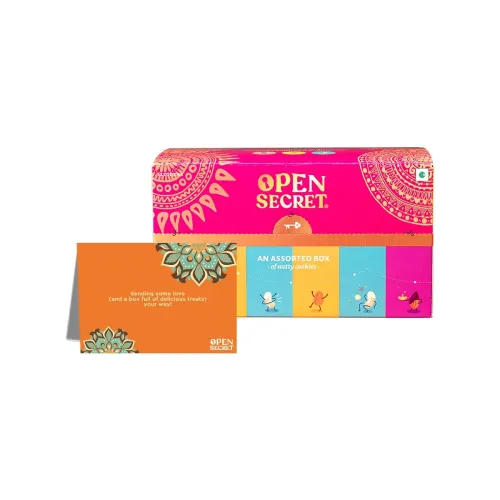 Image of Open Secret Snacks Gifts Hamper I Assorted Cookies Biscuits, Card I Dry-Fruits, Healthy Snacks Combo | Premium Gift Hamp