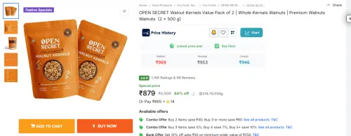 Image of OPEN SECRET Walnut Kernels Value Pack of (2 x 500 g)