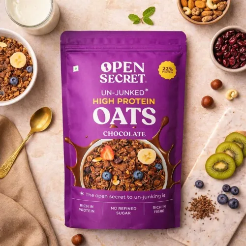 Image of OPEN SECRET High Protein Oats Healthy Breakfast Mix of Protein & Fibre 0 Refined Sugar Pouch (1 kg)