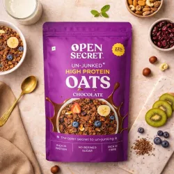 OPEN SECRET High Protein Oats Healthy Breakfast Mix of Protein & Fibre 0 Refined Sugar Pouch (1 kg)