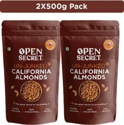 OPEN SECRET Premium California Badam - High Protein Dry Fruit, Fasting Vrat Special Almonds (2 x 0.5 kg)
