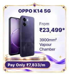 OPPO K14 5G @ ₹23,999 on Flipkart’s Big Billion Days Sale