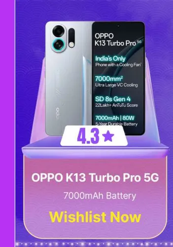 Image of OPPO K13 Turbo Pro 5G @ ₹37999 on Flipkart big Billion Days Sale
