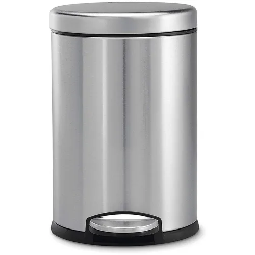 Image of OPR 6 Ltr Stainless Steel Plain Pedal Bin with Plastic Bucket And Lid