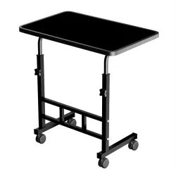 Optifine Adjustable Wooden Multipurpose Table with Wheels (Black)