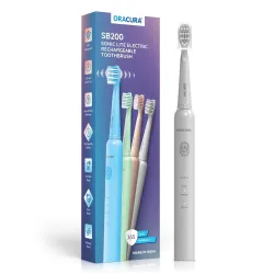 ORACURA SB200 Grey Electric Toothbrush for Men & Women, 1 Year Warranty, 36,000 strokes/min, 3 Modes, IPX7 Waterproof, 2