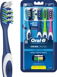 Oral-B Crisscross Deep Clean, Family value pack of 4 Soft Toothbrush (Pack of 4)
