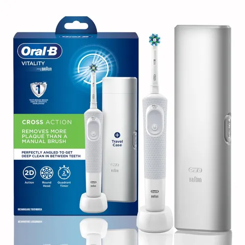 Image of Oral-B Vitality Rechargeable Rotating Electric Toothbrush for Adults with Travel Case & 2 Modes (Daily & Sensitive), 2 M