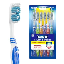 Oral-B Cavity Defense Soft Manual Toothbrush For Adults, Soft Bristles, Removes Bacteria for Cavity Protection, Multicol