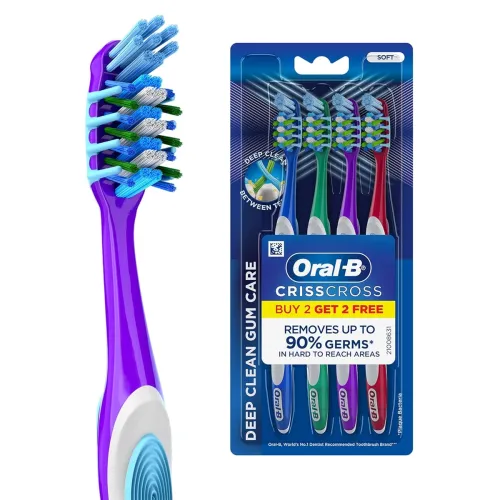 Image of Oral-B Criss Cross Gum Care Soft Toothbrush For Adults, Soft Bristles, Healthier Gums, Multicolour Tooth Brush Set, Oral