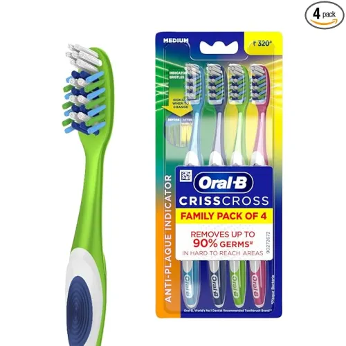 Image of Oral-B Criss Cross Manual Toothbrush, Medium Bristles, Family Pack of 4