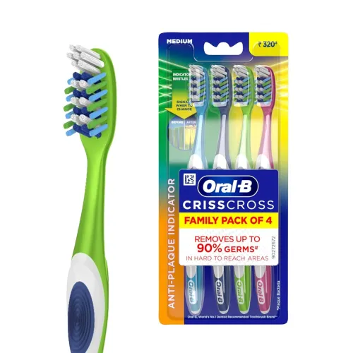 Image of Oral-B Criss Cross Toothbrush – Medium, Family Pack of 4