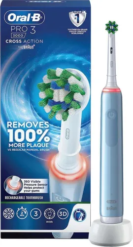 Image of Oral-B Pro 3 Rechargeable Electric Toothbrush (Light Blue)
